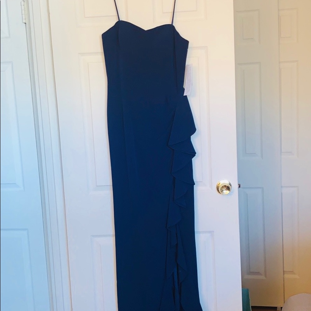 Aidan Mattox Strapless Flounce Crepe Gown - Picture 3 of 5